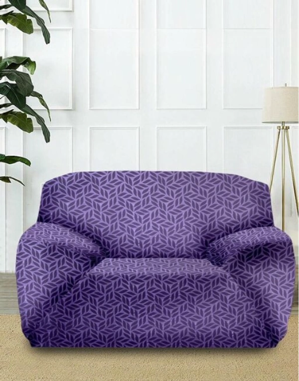 Purple Color Strechable 3d Printed Single Seater Slip Sofa Cover - Single Seater, Purple, Polyster, 3d Printed, Multipack 1
